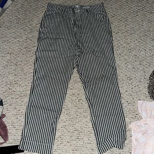 Hollister high-rise gray and white striped pants size medium